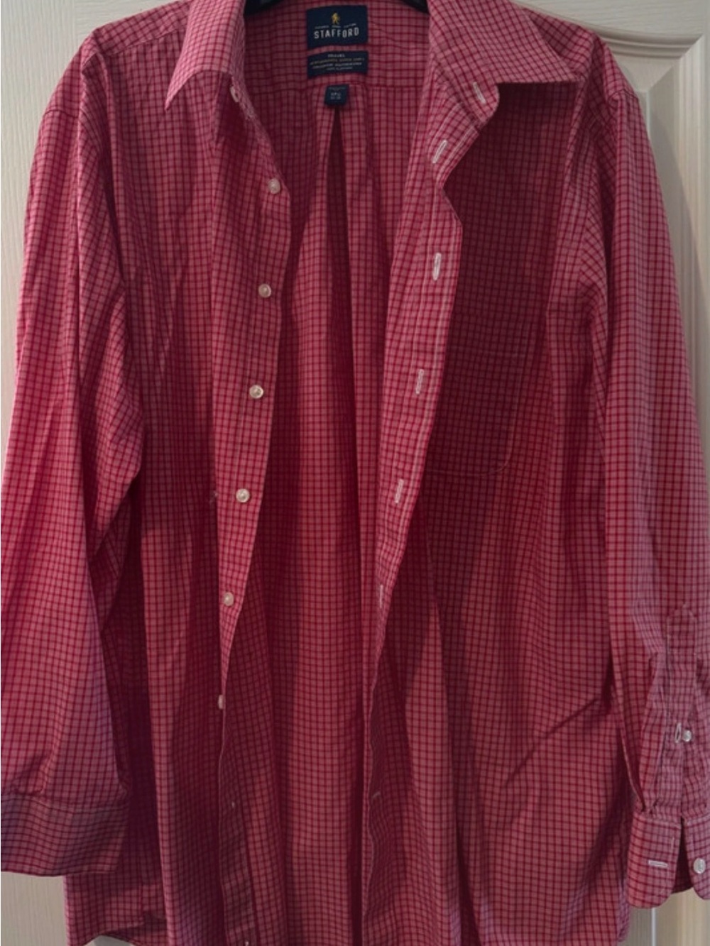 Stafford Men's Red and Black Micro-Check Button-Down Shirt